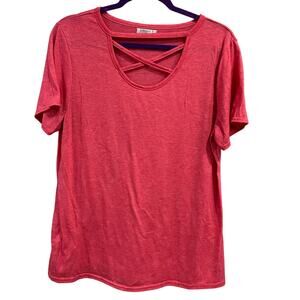 Dribet Boutique Red Strappy Scoop Neck Blouse Large